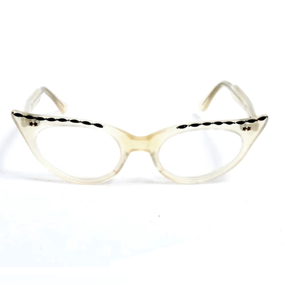 SALE Vintage 1950s Victory Champagne Translucent Cat Eye Glasses Frames, Made 🇺🇸
